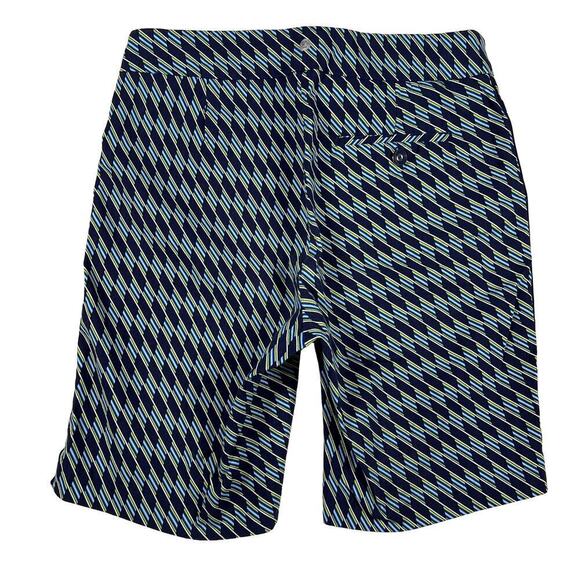 EPNY Golf Tricolor Dash Diagonal Shorts Inky Blue Multi Fitted Stretch Size M - Picture 2 of 12